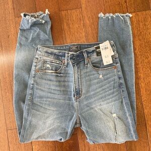 Abercrombie & Fitch Light Blue Distressed Cropped Jeans
